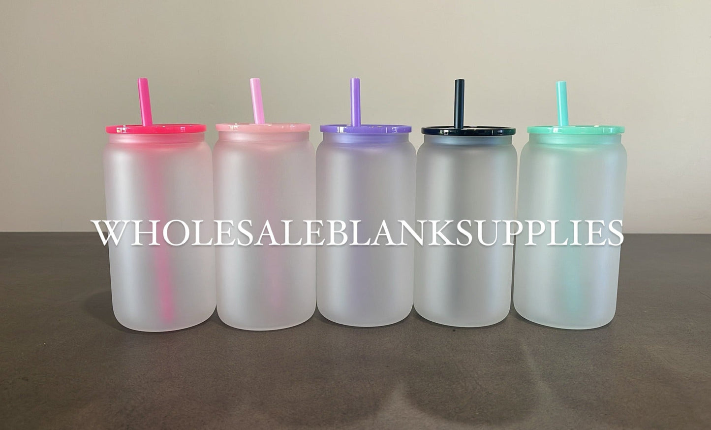 16 oz frosted cup colour lid and straw blanks