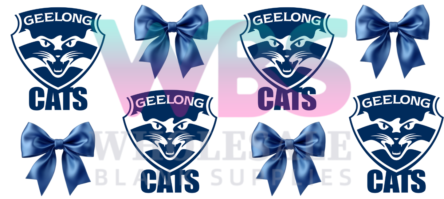 16oz UV DTF Libbey Wrap AFL geelong cats bows #a285
