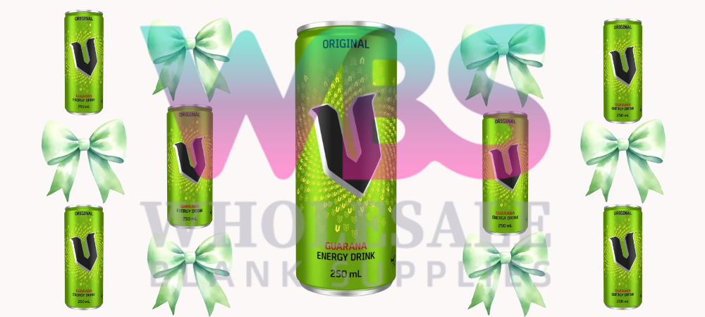 16oz UV DTF Libbey Wrap – V Original Energy Drinks Bows Green teal #193