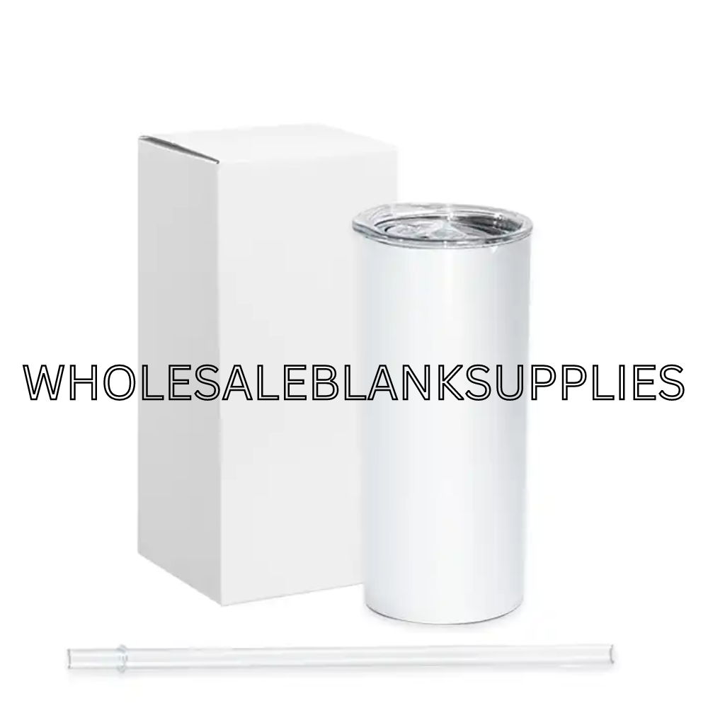 15oz Skinny Straight White Gloss Sublimation Tumbler