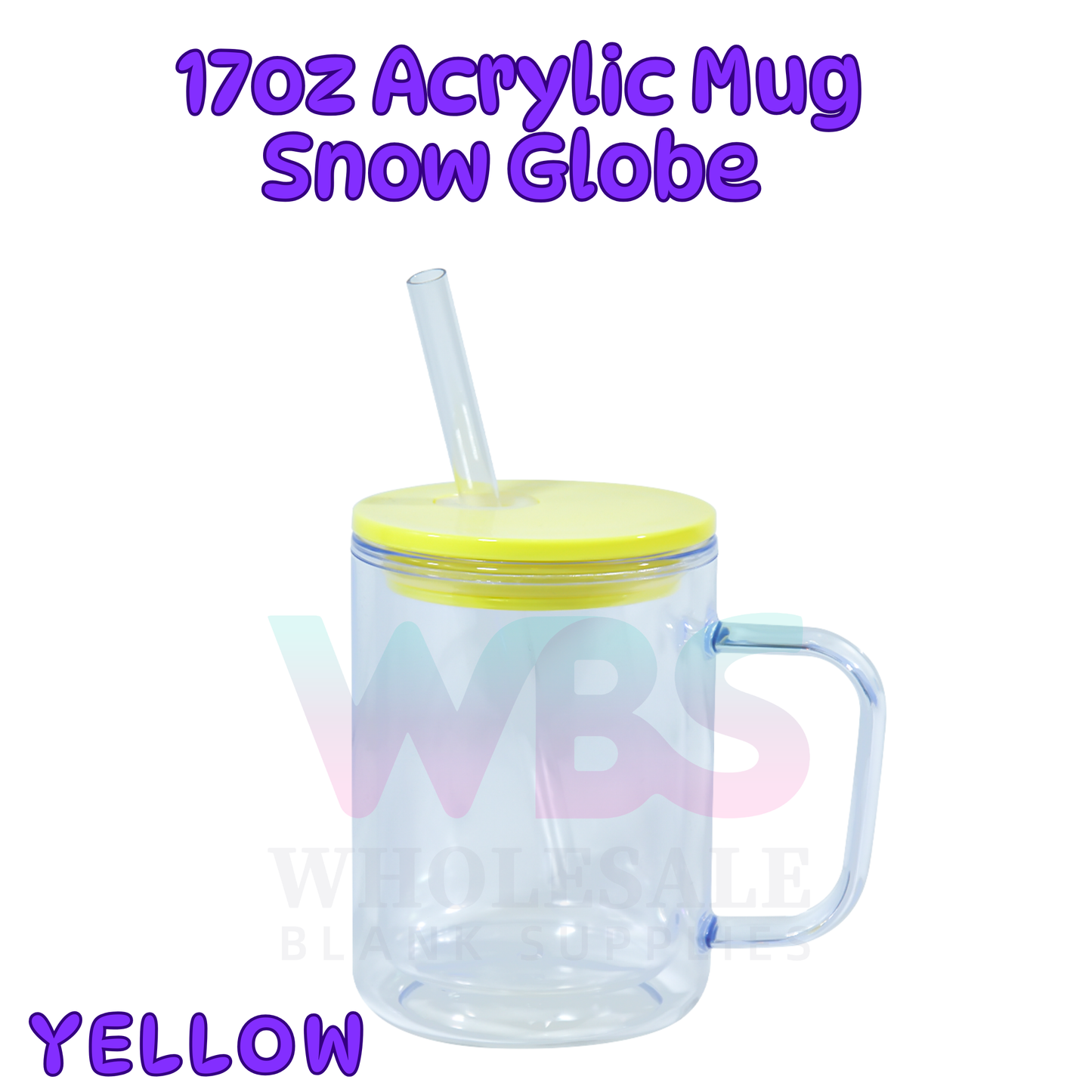 🌈 ACRYLIC 17oz Snow Globe Mug 💦 Colour Lid EOFY