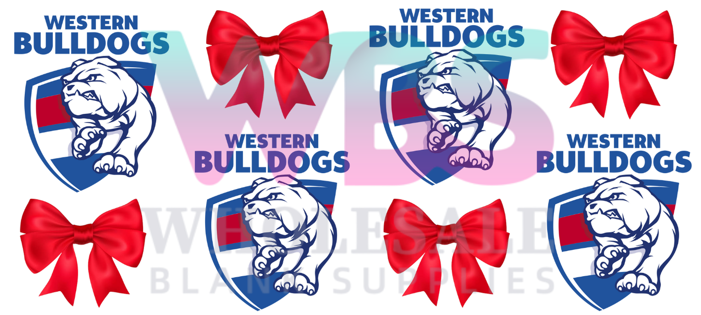 16oz UV DTF Libbey Wrap AFL western bulldogs bows #a361