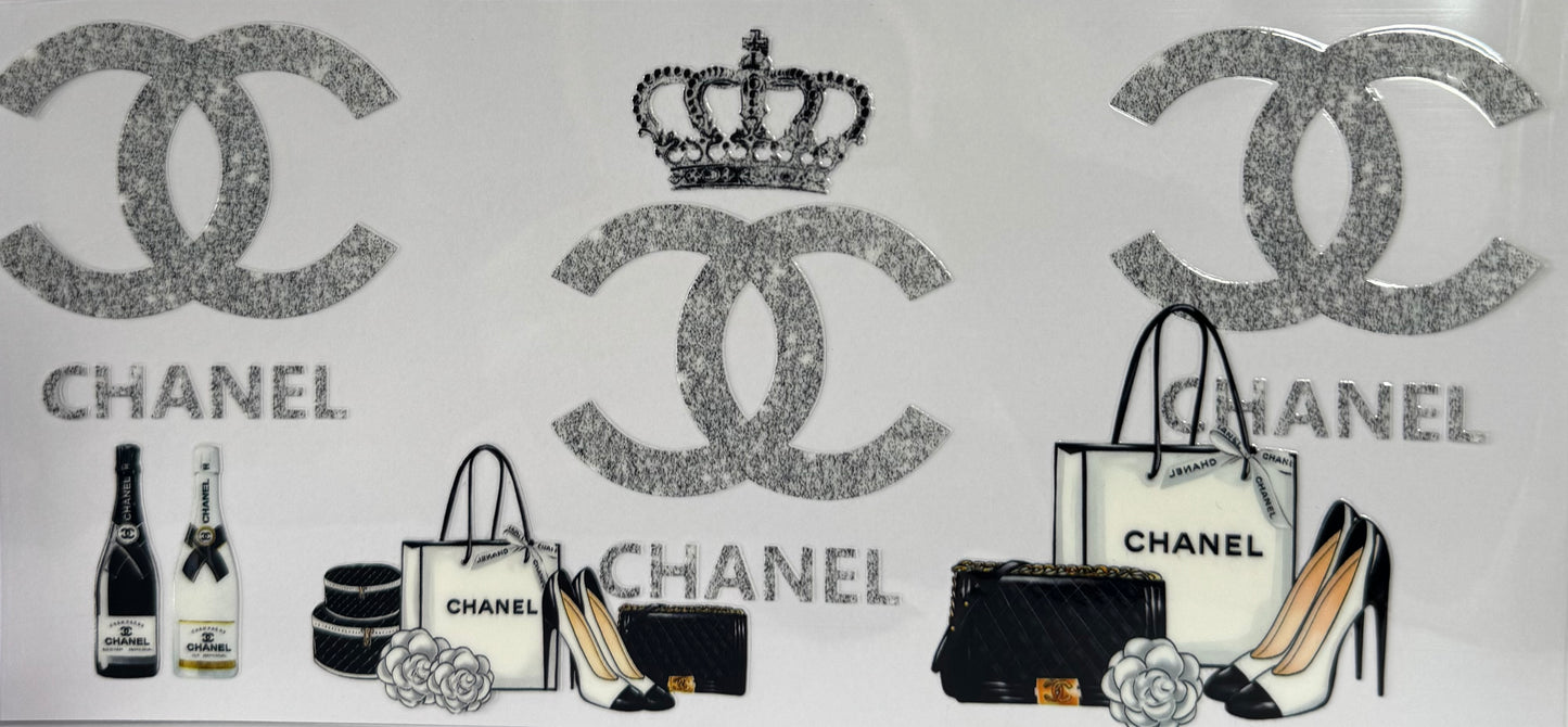 16oz UV DTF Libbey Wrap Chanel, silver #281