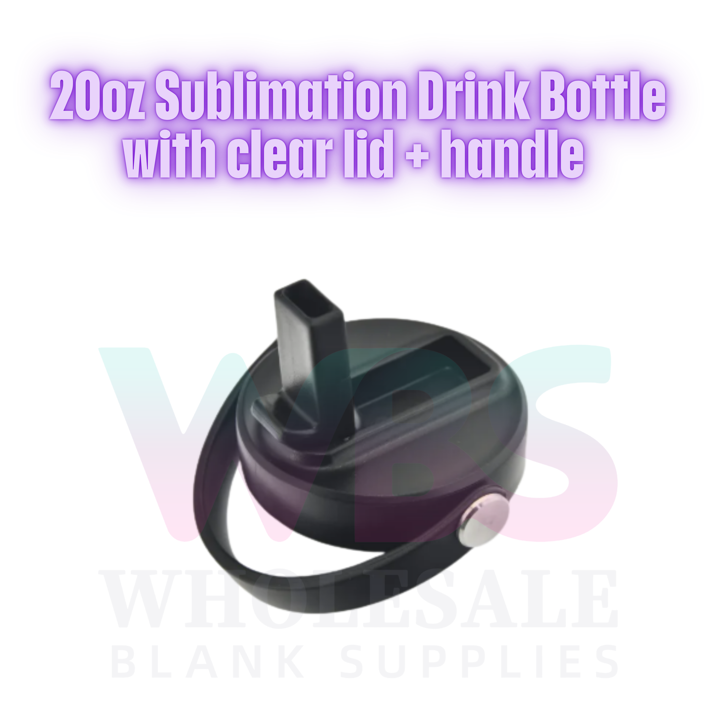 20oz Sublimation Drink Bottle with Handle + Clear Lid