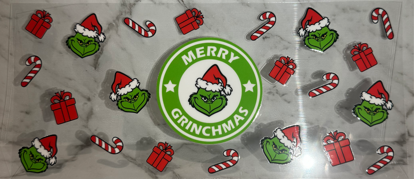 16oz UV DTF Libbey Wrap Merry Christmas Merry Grinchmas #141