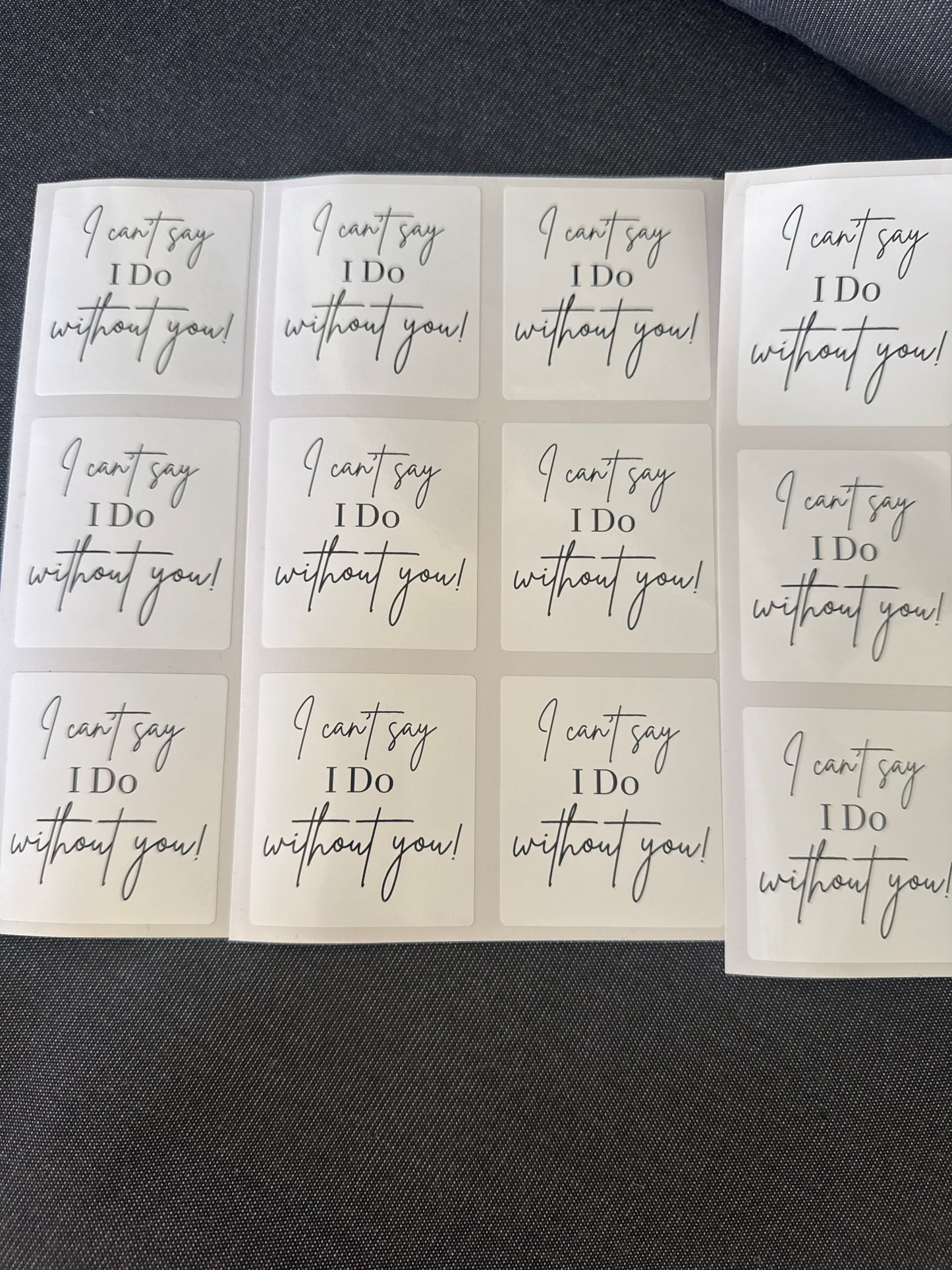 Square white sticker, I can’t say I do without you - 5.5x6cm