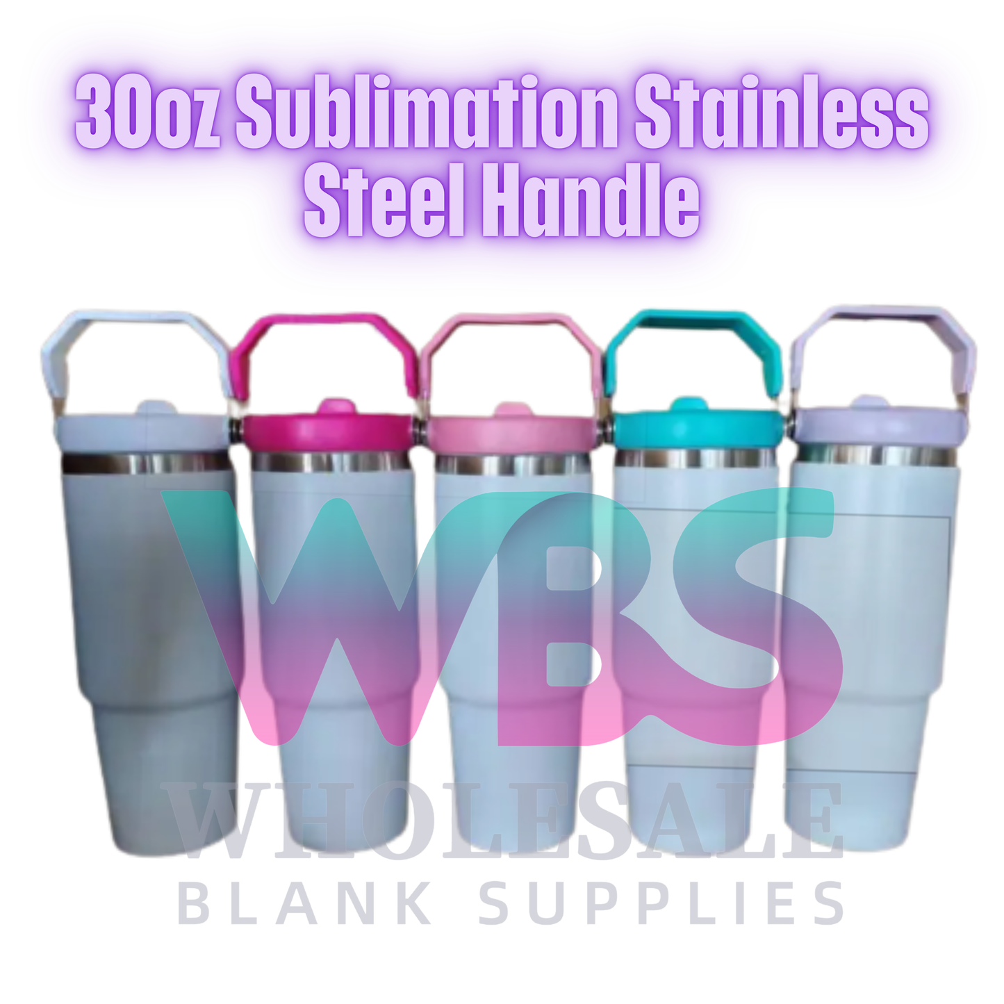 30oz Sublimation Handle Tumbler White | Color Lid