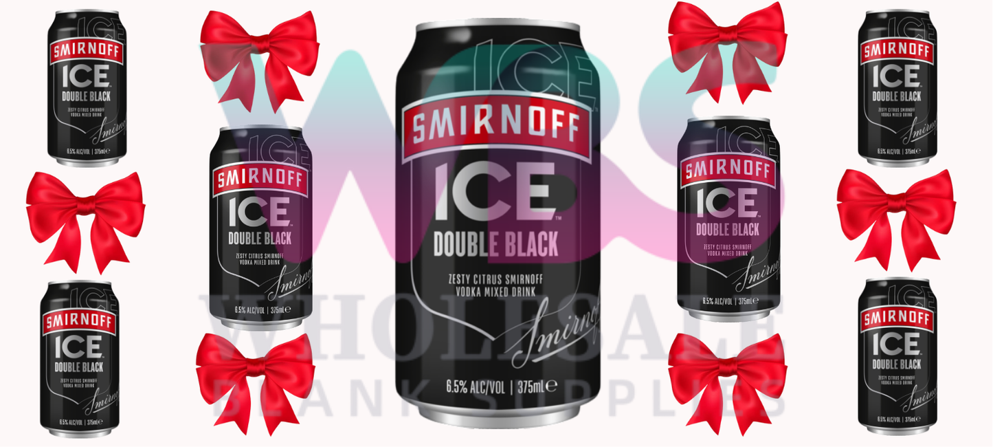 16oz UV DTF Libbey Wrap Smirnoff ICE VODKA double black bows #205