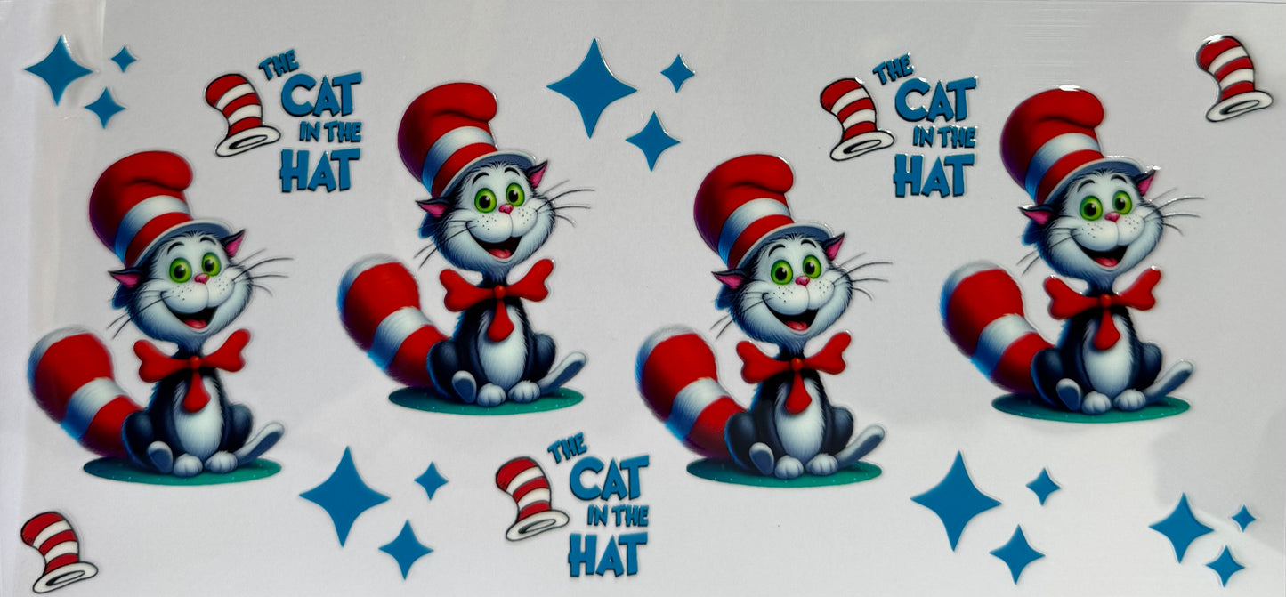 16oz UV DTF Libbey Wrap the cat in the hat #a52