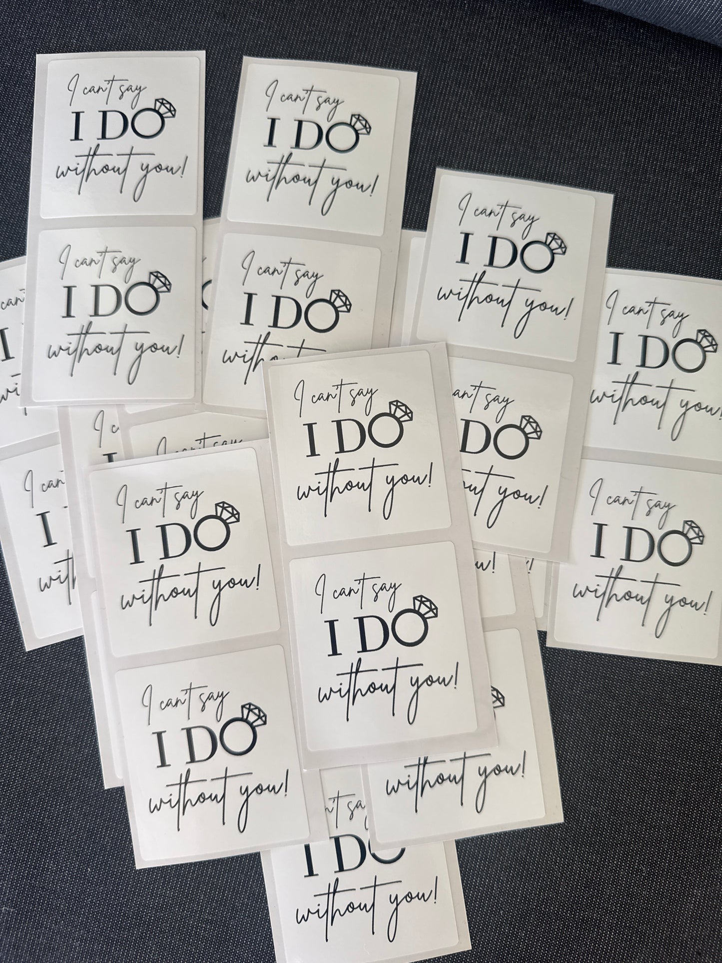 Square white sticker, I can’t say I do without you - ring 5.5x6cm