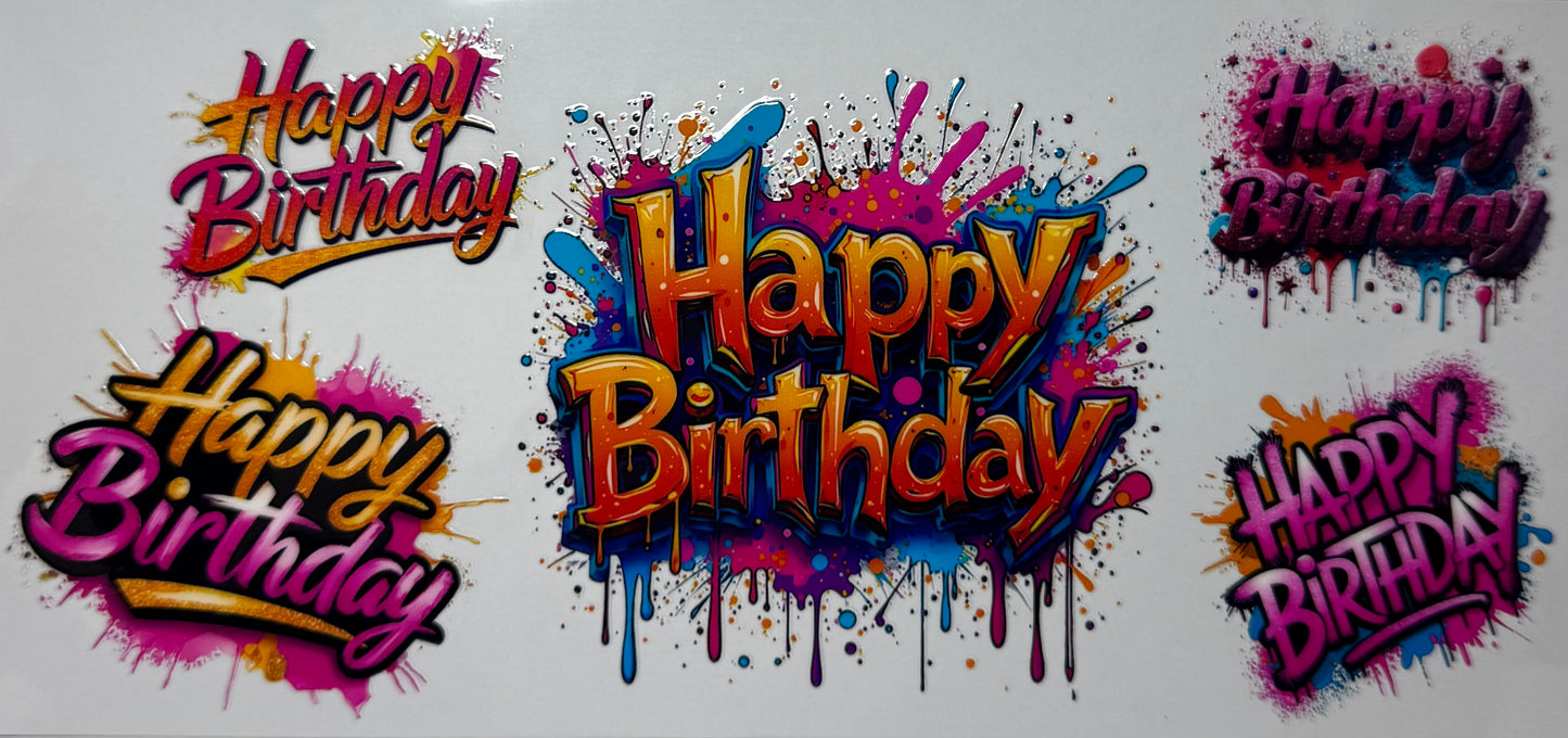 16oz UV DTF Libbey Wrap Happy birthday #677