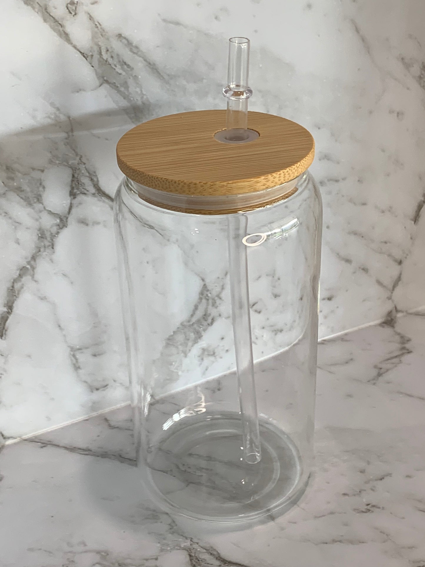 🥂 16oz CLEAR LIBBEY GLASS CAN – With Lid & Straw + FREE Glass Straw ✨