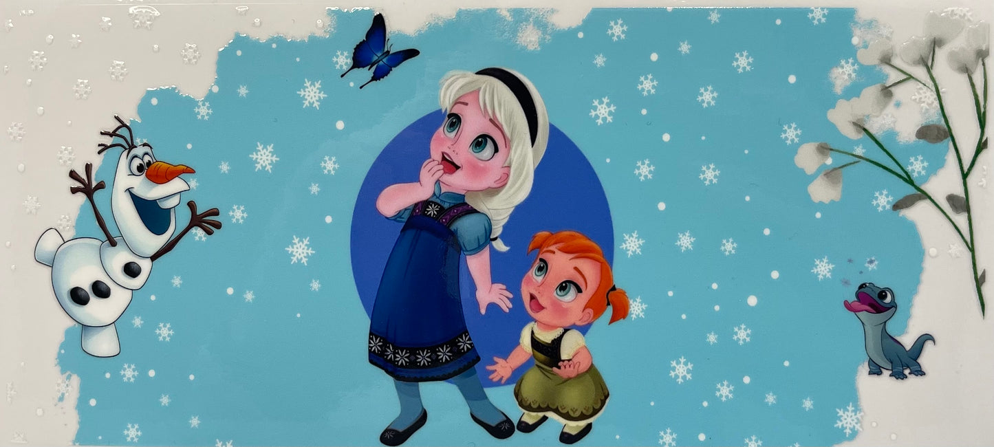 16oz UV DTF Libbey Wrap Frozen Young Elsa and Anna #A146