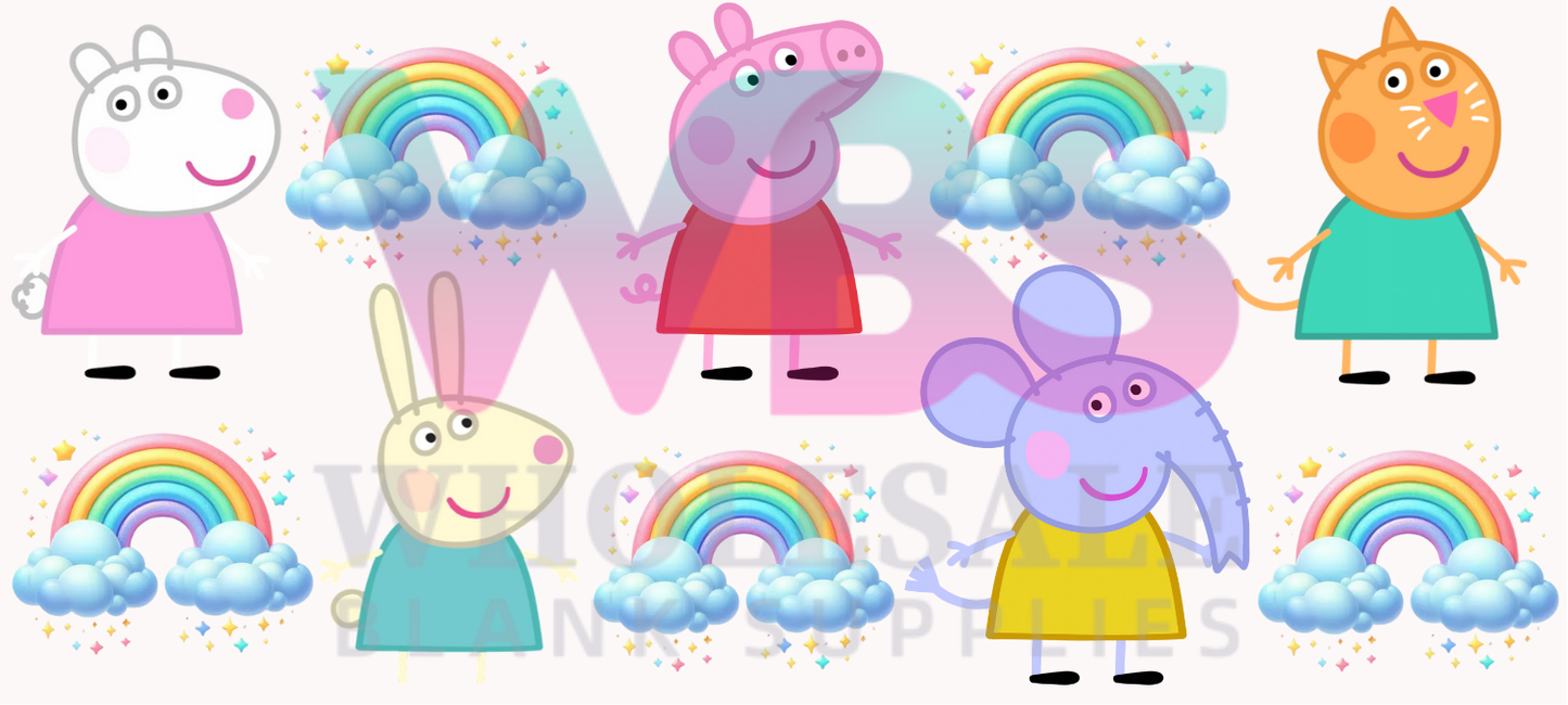 16oz UV DTF Libbey Wrap Peppa Pig & Friends #18