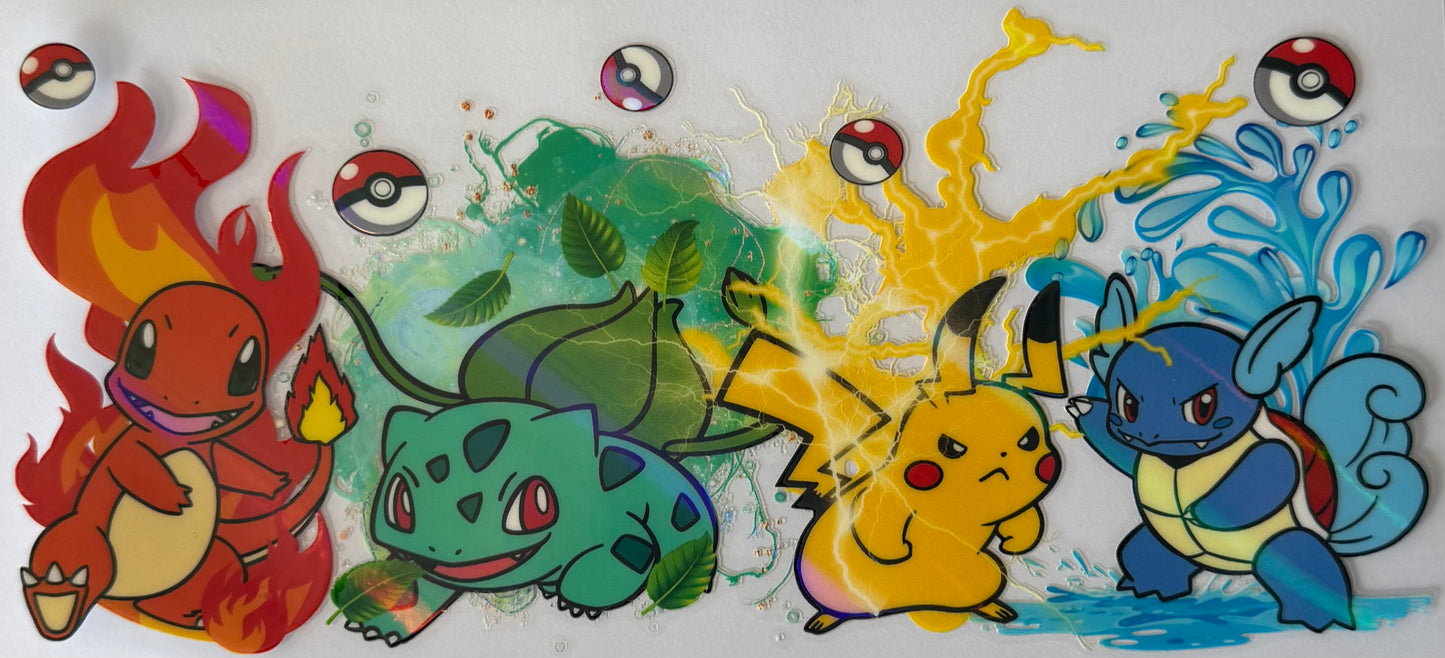 16oz UV DTF Libbey Wrap holographic Pokemon and Friends #511