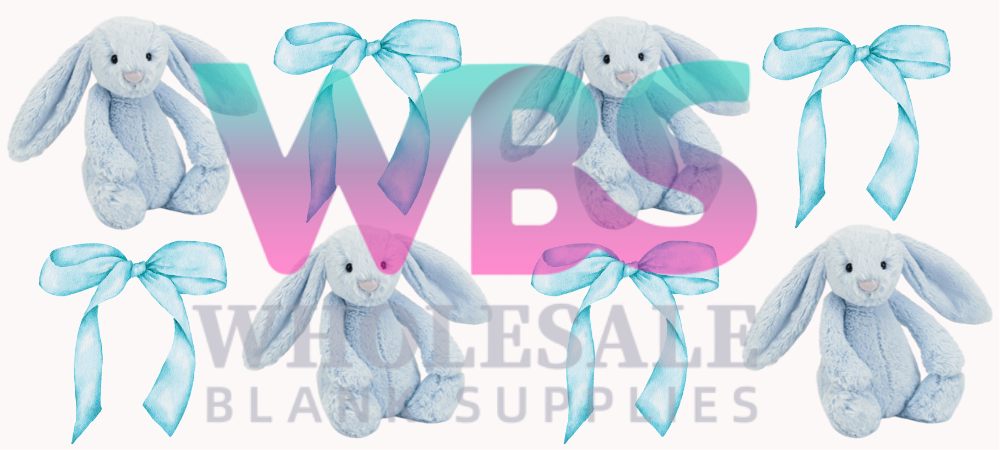 16oz UV DTF Libbey Wrap – Kids Jelly Cat Blue Bows #635