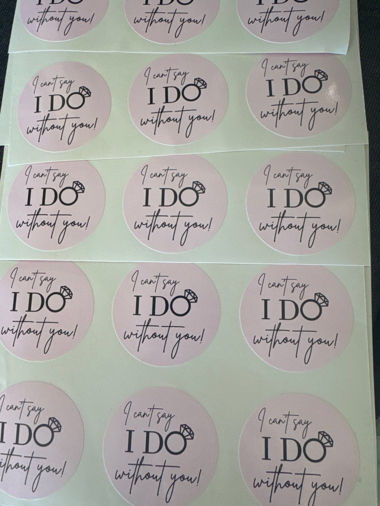 Circle pink sticker, I can’t say I do without you - ring 5.5cm