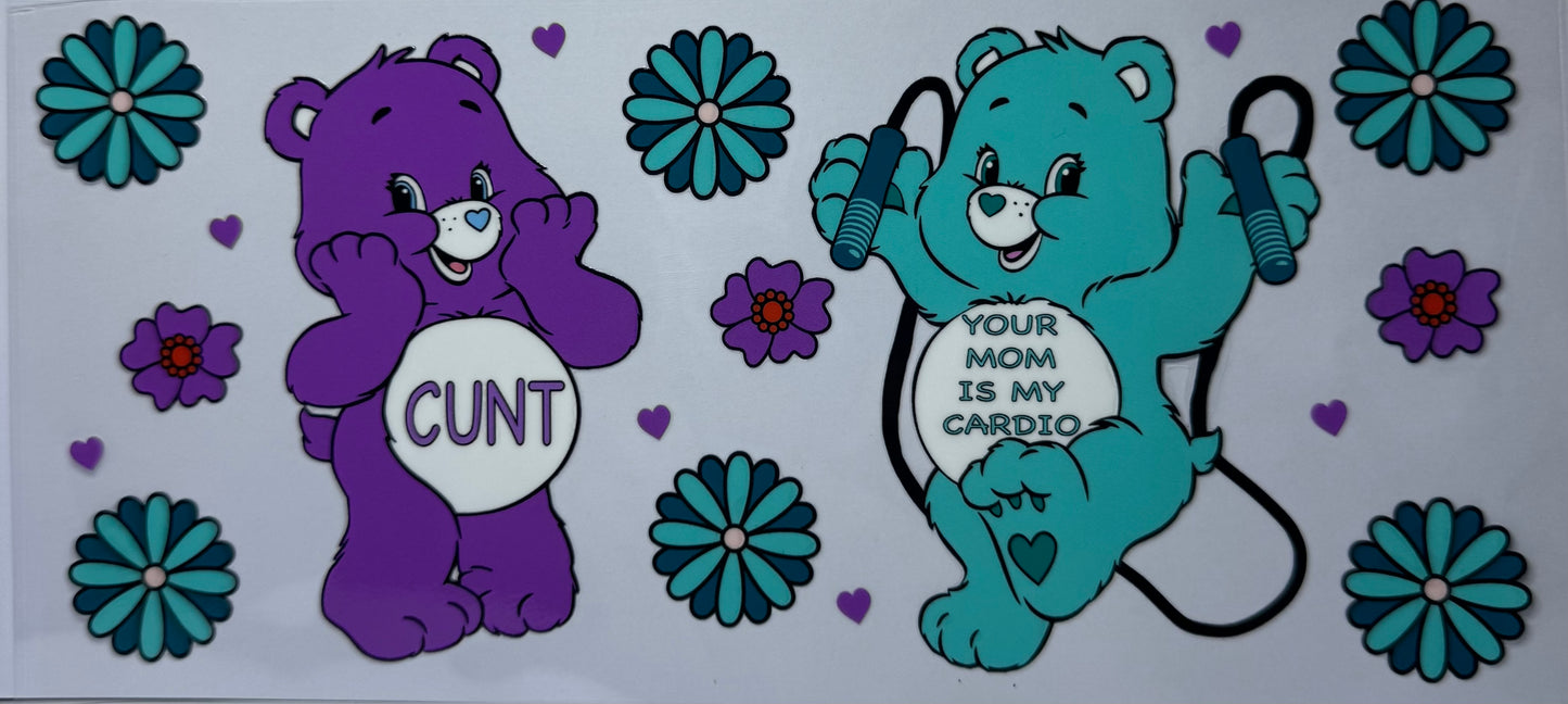 16oz UV DTF Libbey Wrap Care Bear your mum is my cardio #539