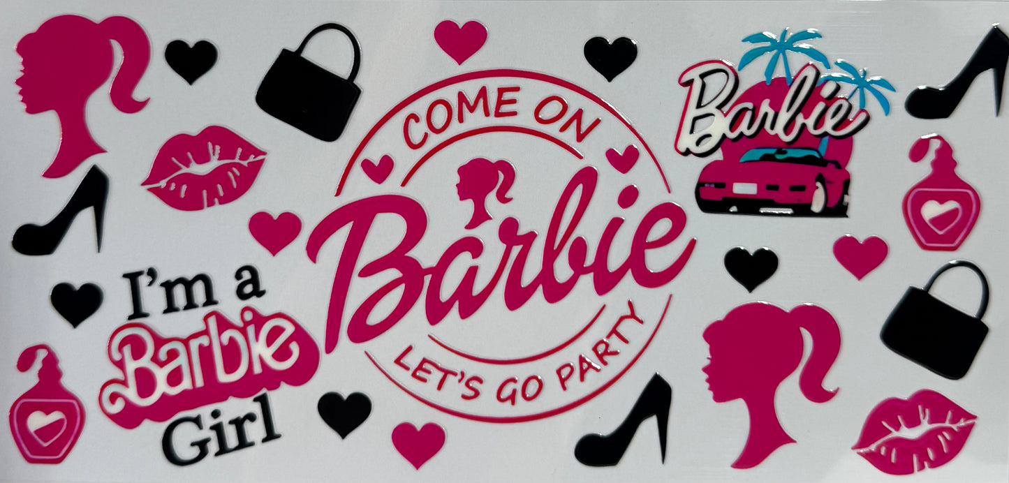 16oz UV DTF Libbey Wrap I’m a barbie girl #a83