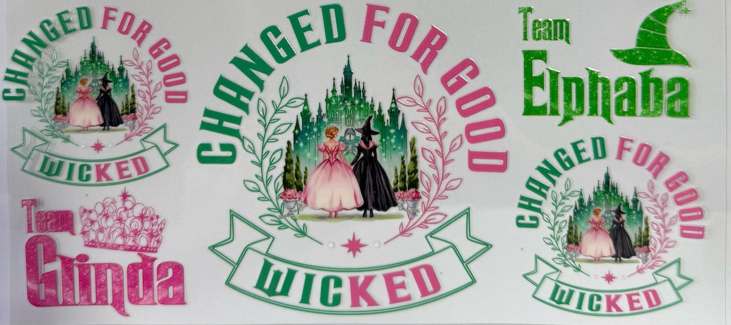 16oz UV DTF Libbey Wrap wicked team glinda & elphaba #279