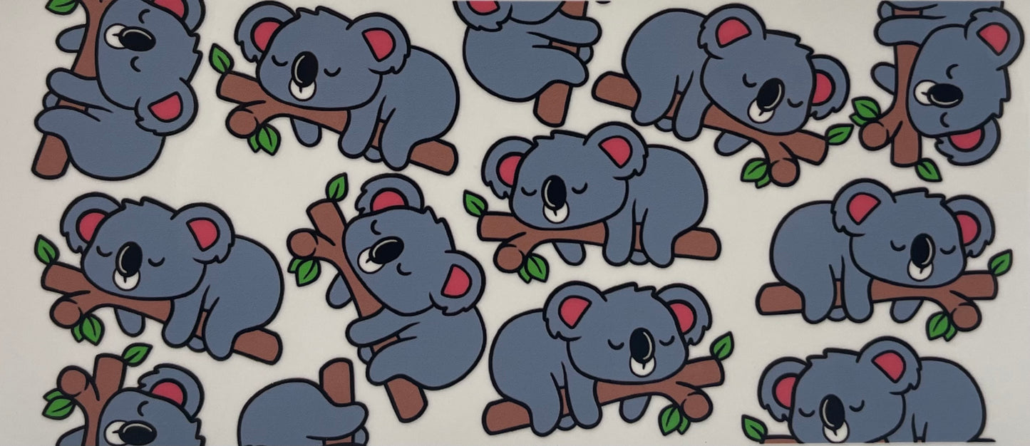 16oz UV DTF Libbey Wrap Blue/Grey Koala branch #A184