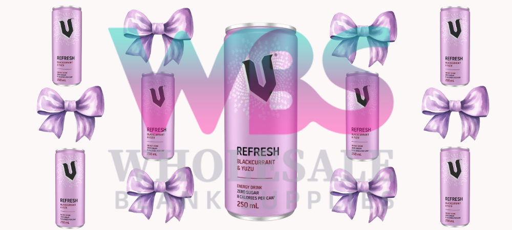 16oz UV DTF Libbey Wrap – V Refresh Energy Drinks Bows Purple Blackcurrant & YUZU #191