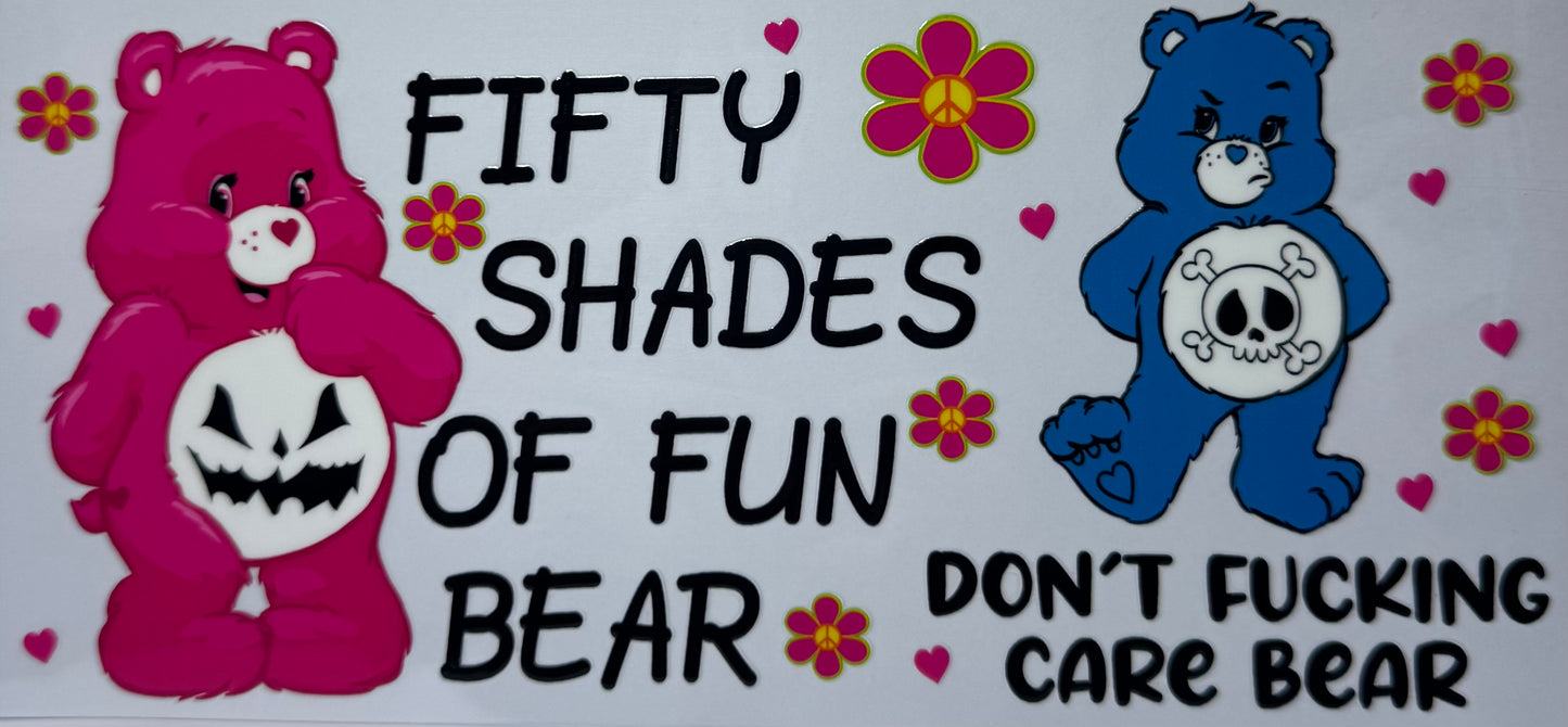 16oz UV DTF Libbey Wrap Care Bear fifty shades of fun #564