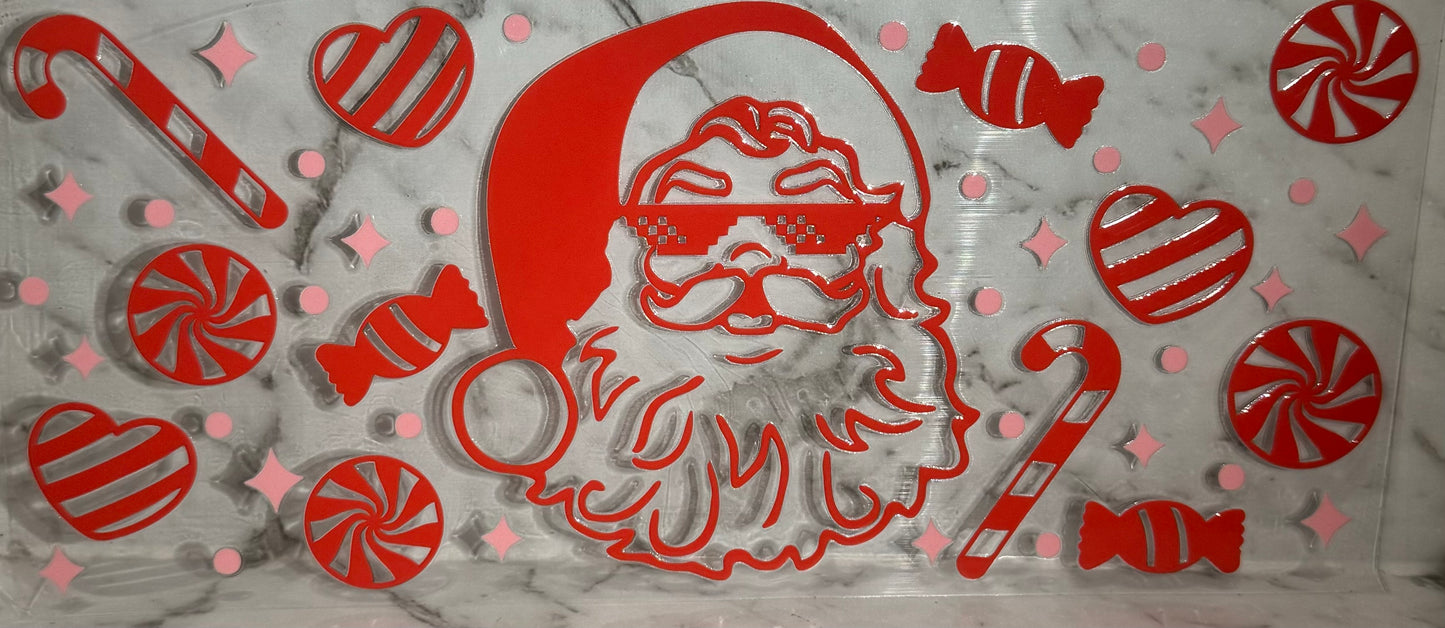 16oz UV DTF Libbey Wrap Merry Christmas Father Christmas Head #148
