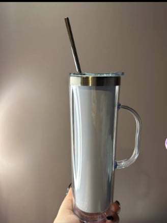 IN STOCK ** HANDLE 20oz Skinny Straight White Sub0limation Story Board Snow Globe Tumbler