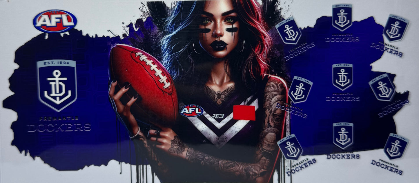 16oz UV DTF Libbey Wrap AFL Fremantle Dockers #597