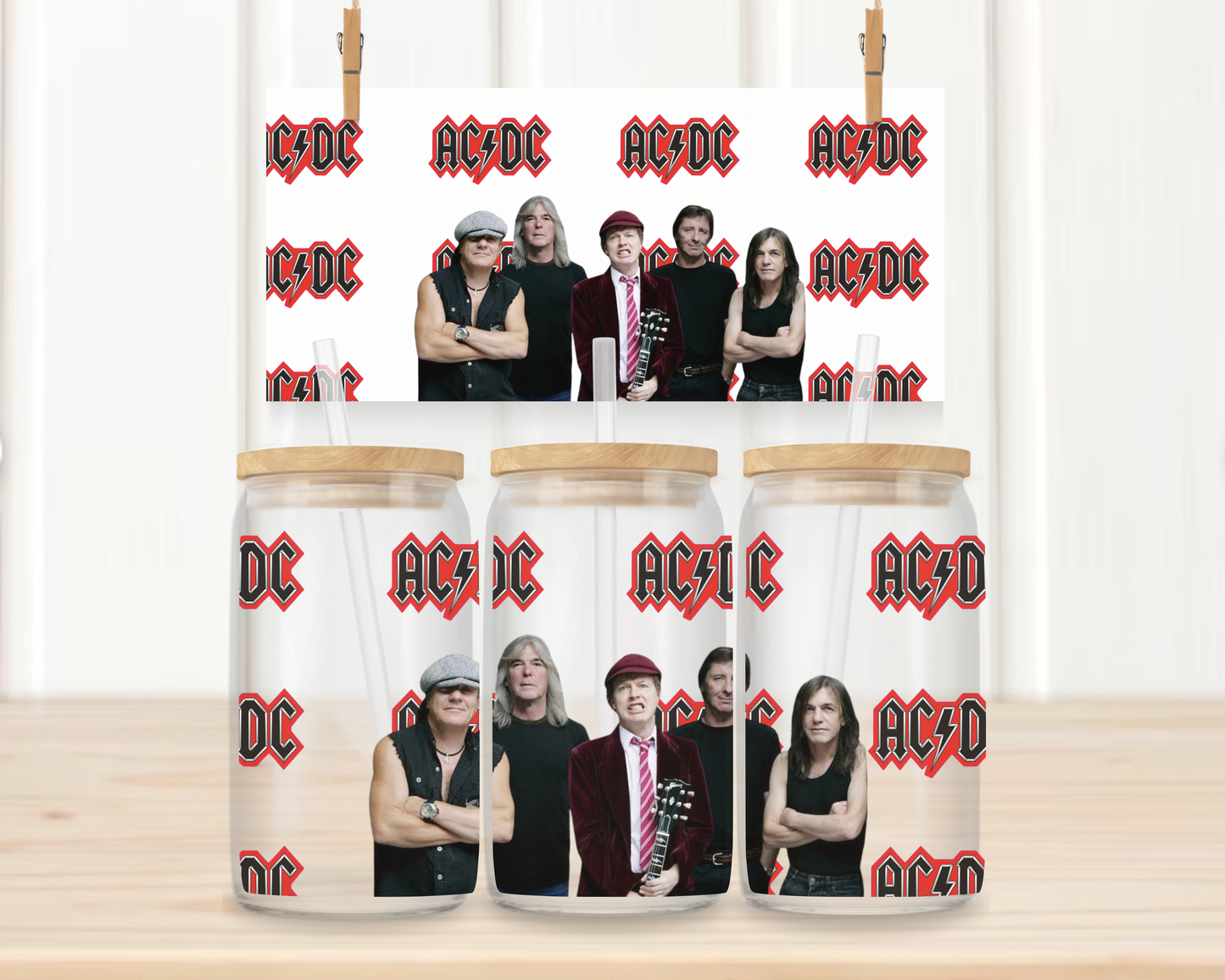 16oz UV DTF Libbey Wrap – ACDC Band #W16