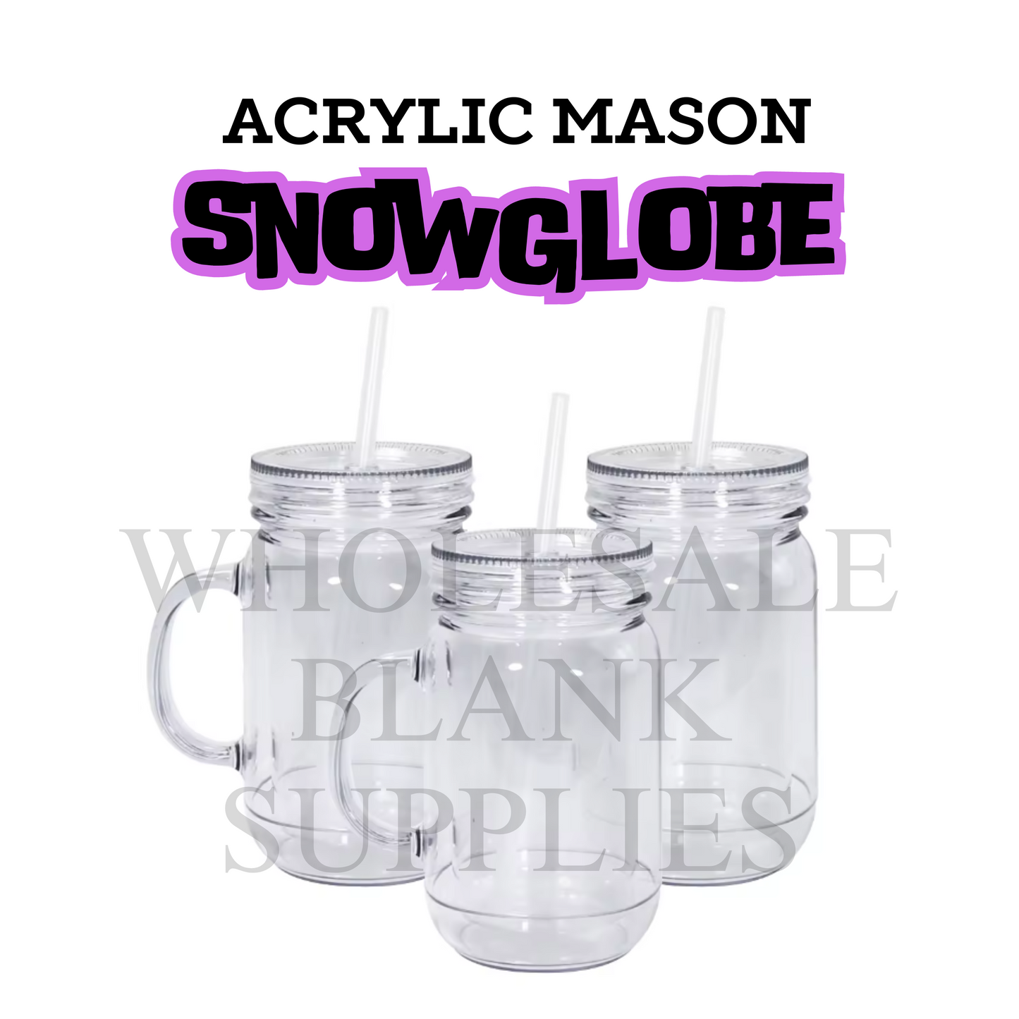 YES PREDRILLED | 500ml Acrylic Mason Jar Snow Globe