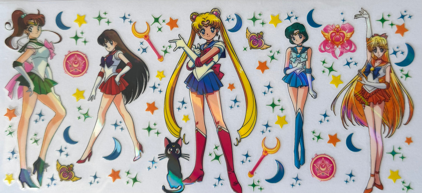 16oz UV DTF Libbey Wrap holographic sailor moon girls #181