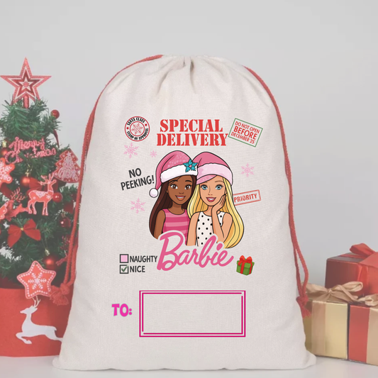 🎀 BARBIE SANTA SACK DTF  – SPECIAL DELIVERY DTF Print  🎅💌 pre order OCTOBER