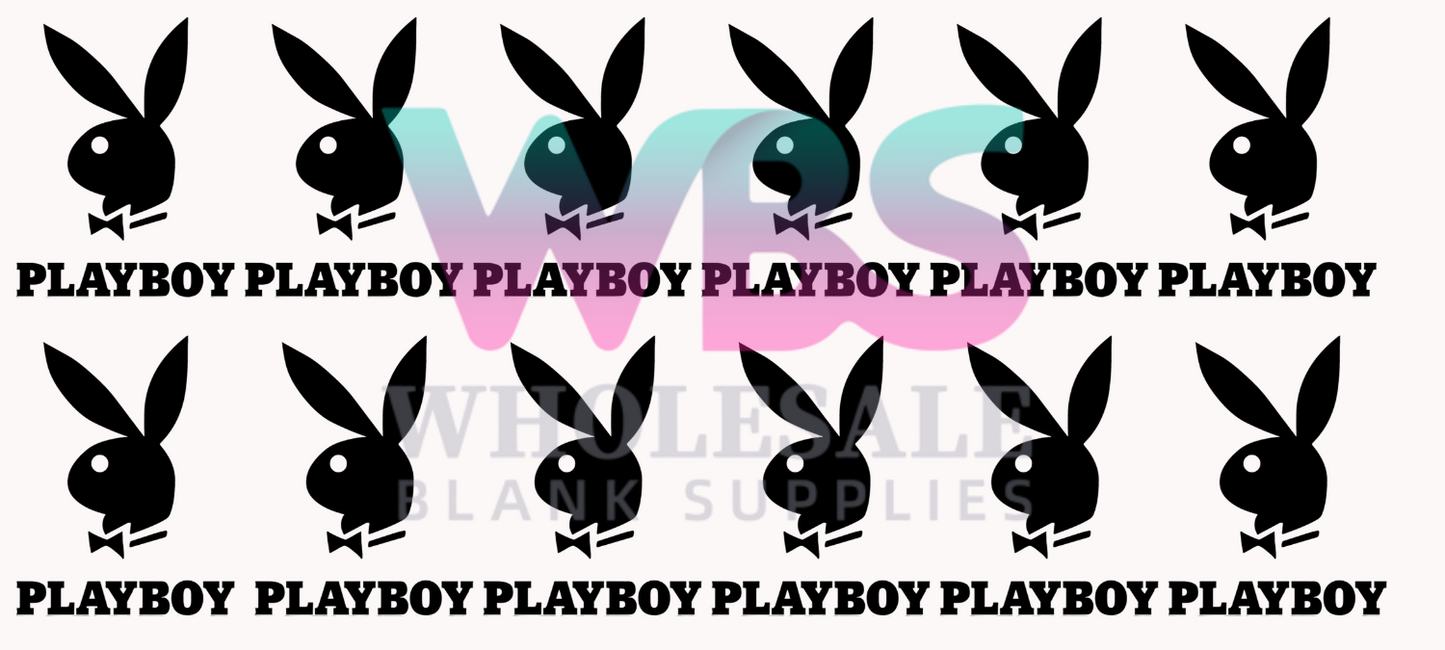 16oz UV DTF | Shot Glass | Libbey Wrap PLAYBOY BLACK black bows #A440