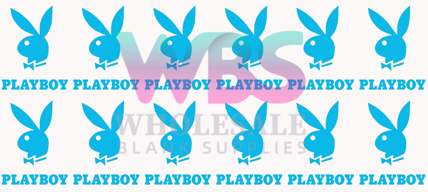 16oz UV DTF | Shot Glass | Libbey Wrap PLAYBOY BLUE blue bows #A441