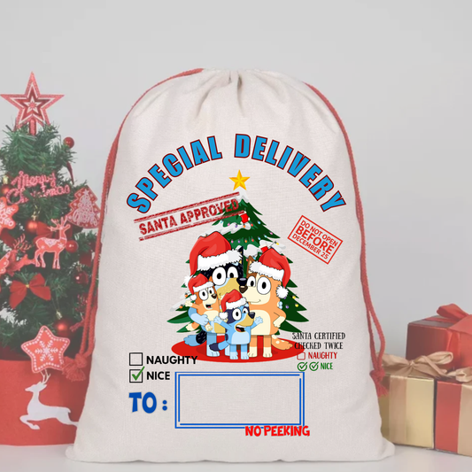 BLUEY 1 SANTA SACK DTF  – SPECIAL DELIVERY DTF Print  🎅💌 pre order