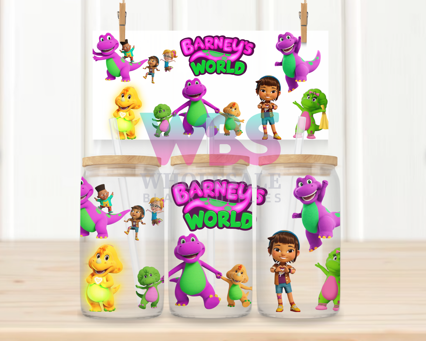 16oz UV DTF Libbey Wrap Barney #W60