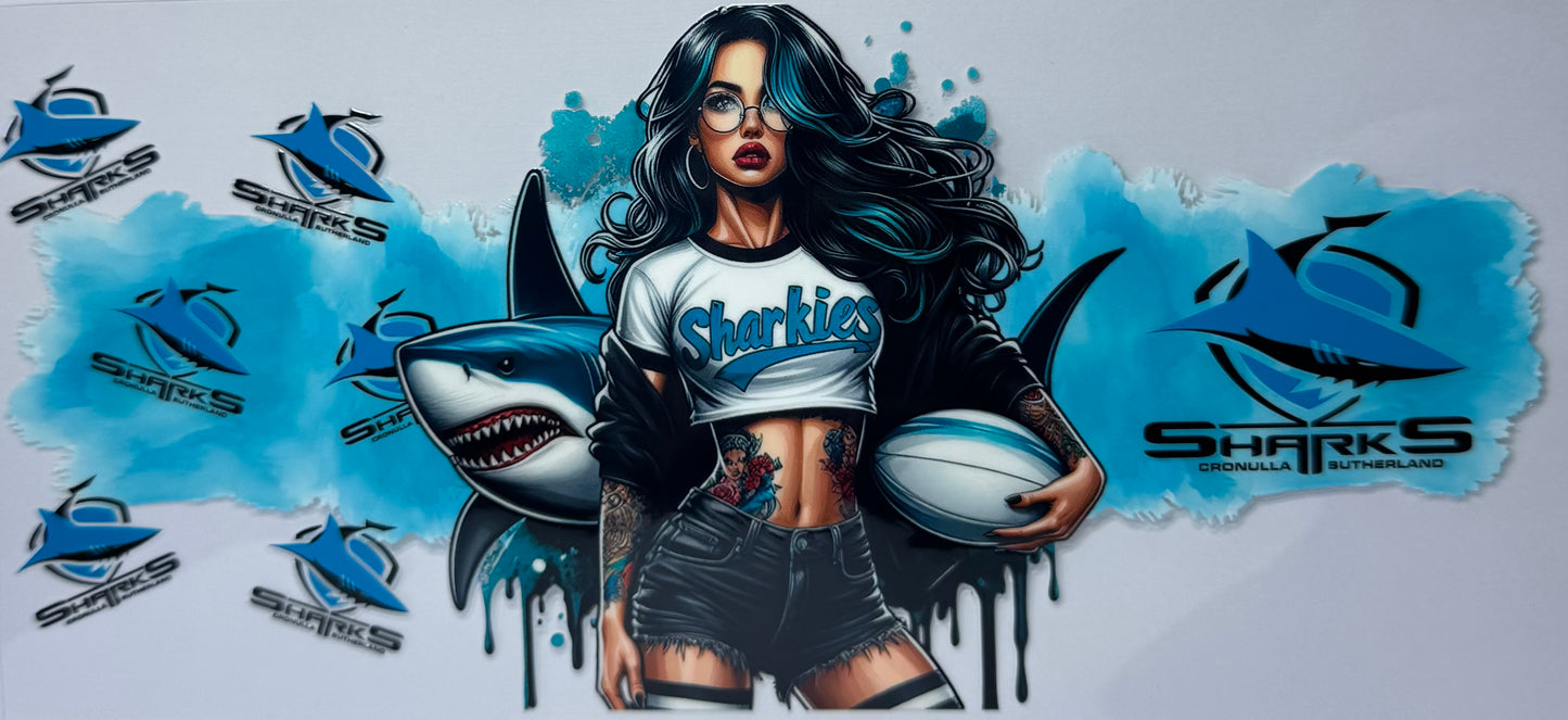 16oz UV DTF Libbey Wrap NRL sharks Cronulla Sutherland #580