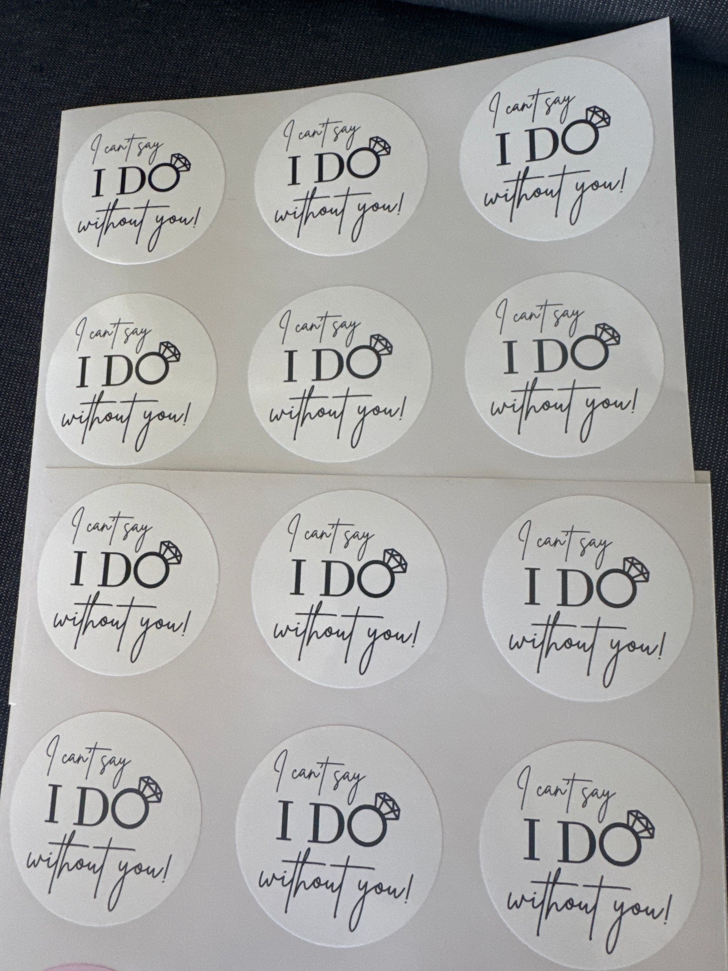 Circle white sticker, I can’t say I do without you - ring 5.5cm