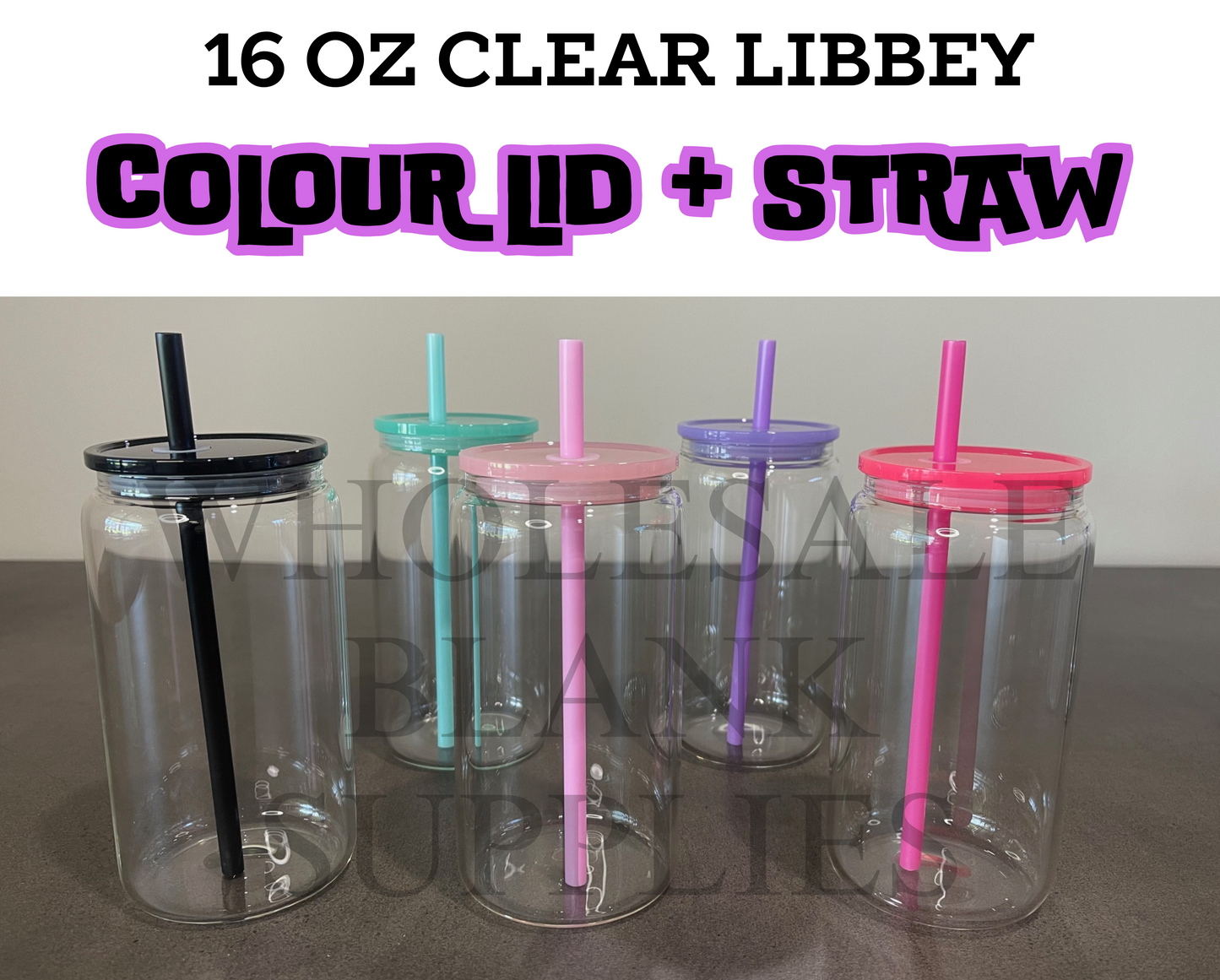 16oz clear libbey colour lid