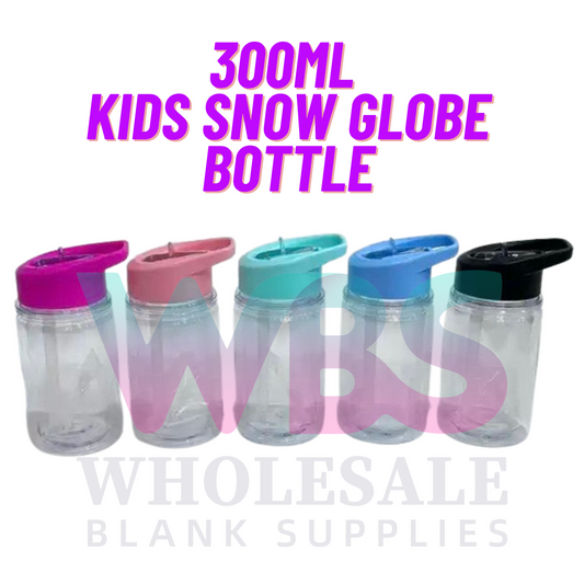 🧸 300ml Kids Acrylic Snow Globe Drink Bottle | Craft Blank 💦