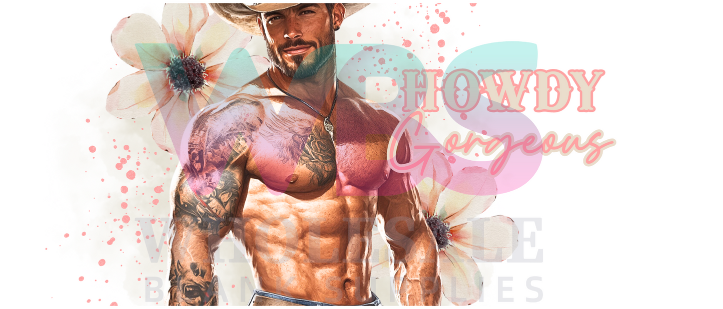 16oz UV DTF Libbey Wrap Tatt Boy Cowboy Howdy Gorgeous #314