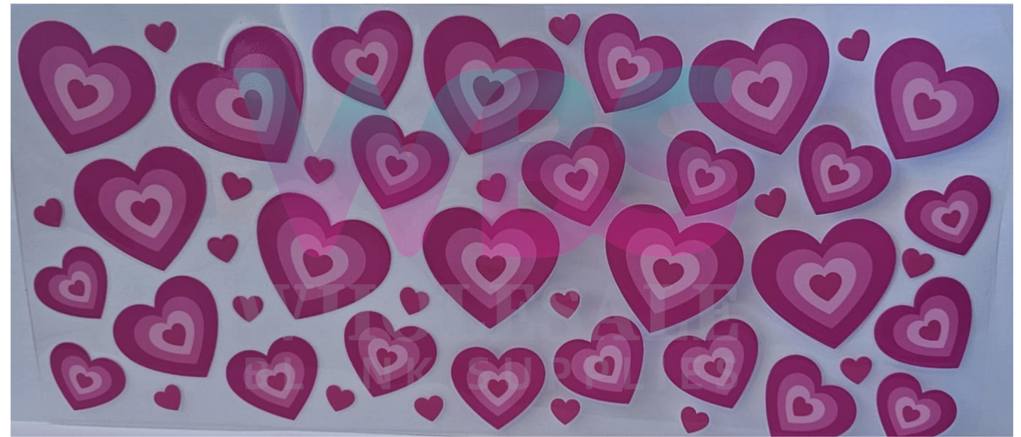 16oz UV DTF Libbey Wrap Pink Love heart #378