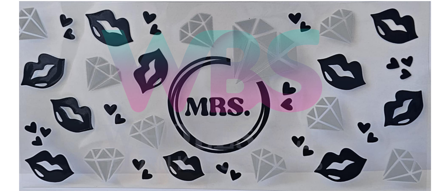 16oz UV DTF Libbey Wrap Wedding MRS Bride #368