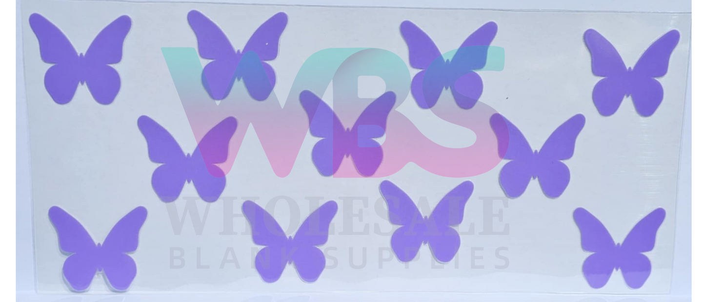 16oz UV DTF Libbey Wrap Purple Butterflies Butterfly #309