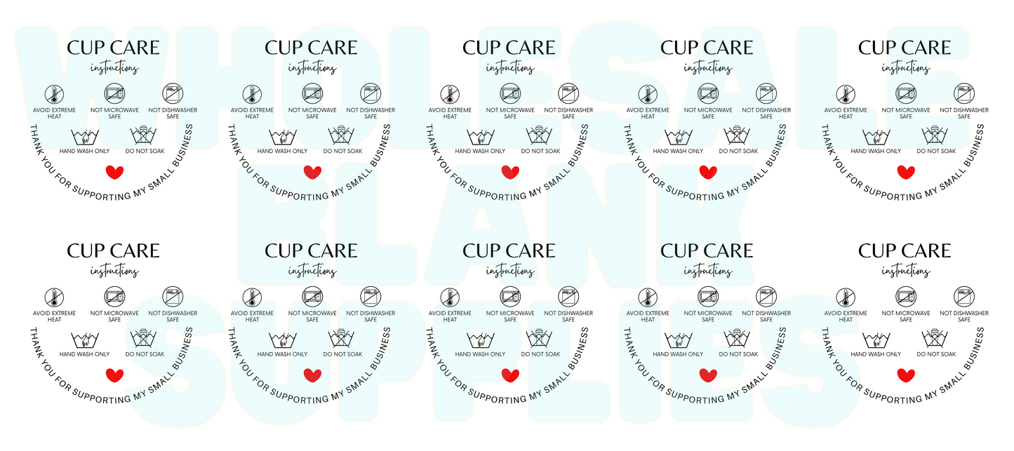 16oz UV DTF x10 cup decals on a sheet Libbey Handwash Only thank you for supporting my small business #47