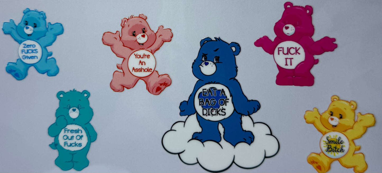 16oz UV DTF Libbey Wrap Care Bear naughty bears #569