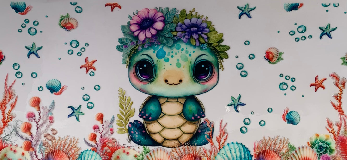 16oz UV DTF Libbey cute sea turtle #503