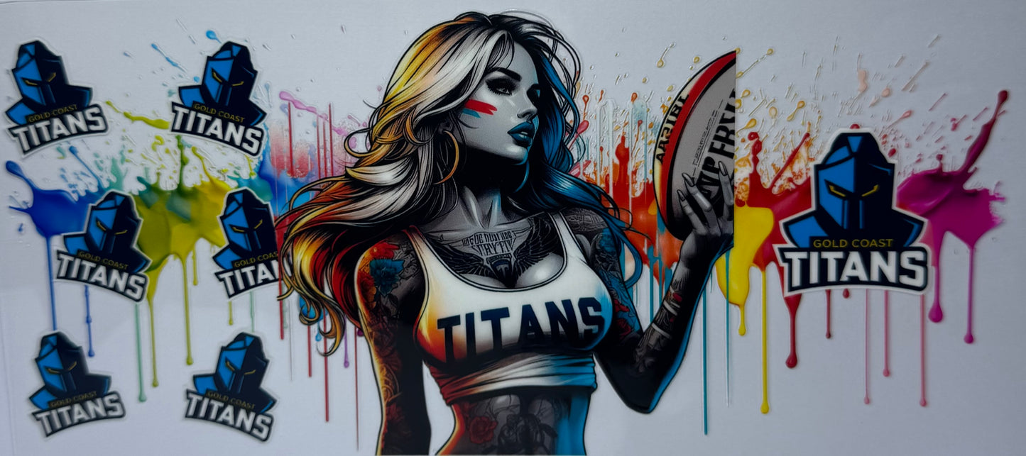 16oz UV DTF Libbey Wrap NRL Gold Coast titans #583